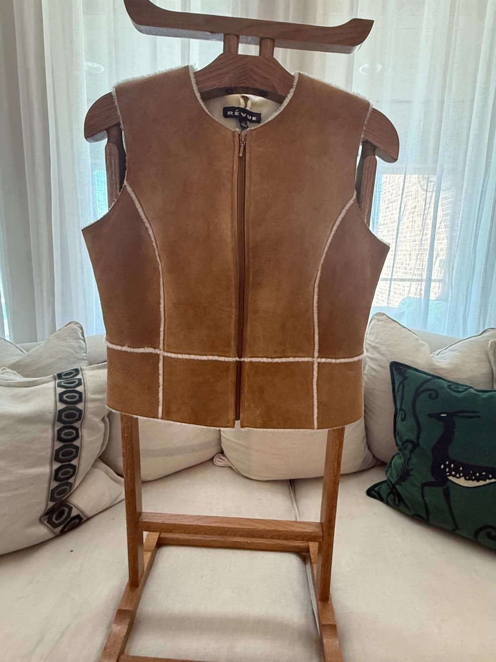 ReVue Tan Shearling Zip Vest
